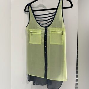 Blue/green sheer tank top